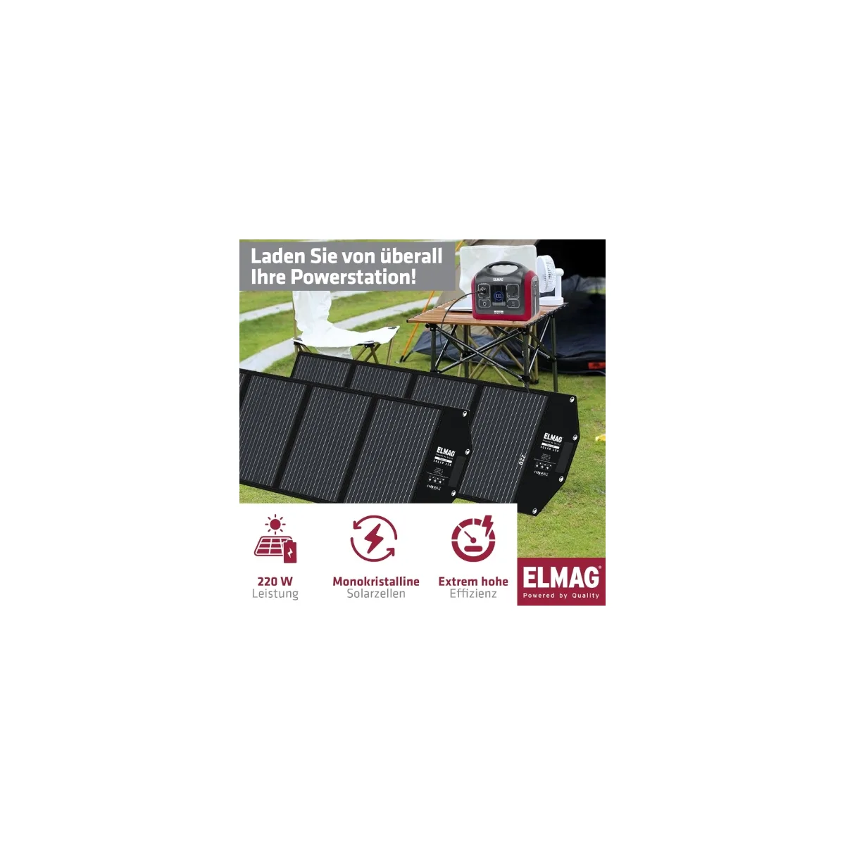 Faltbares Solarpanel SOLAR 220 DUO – monokristallin
