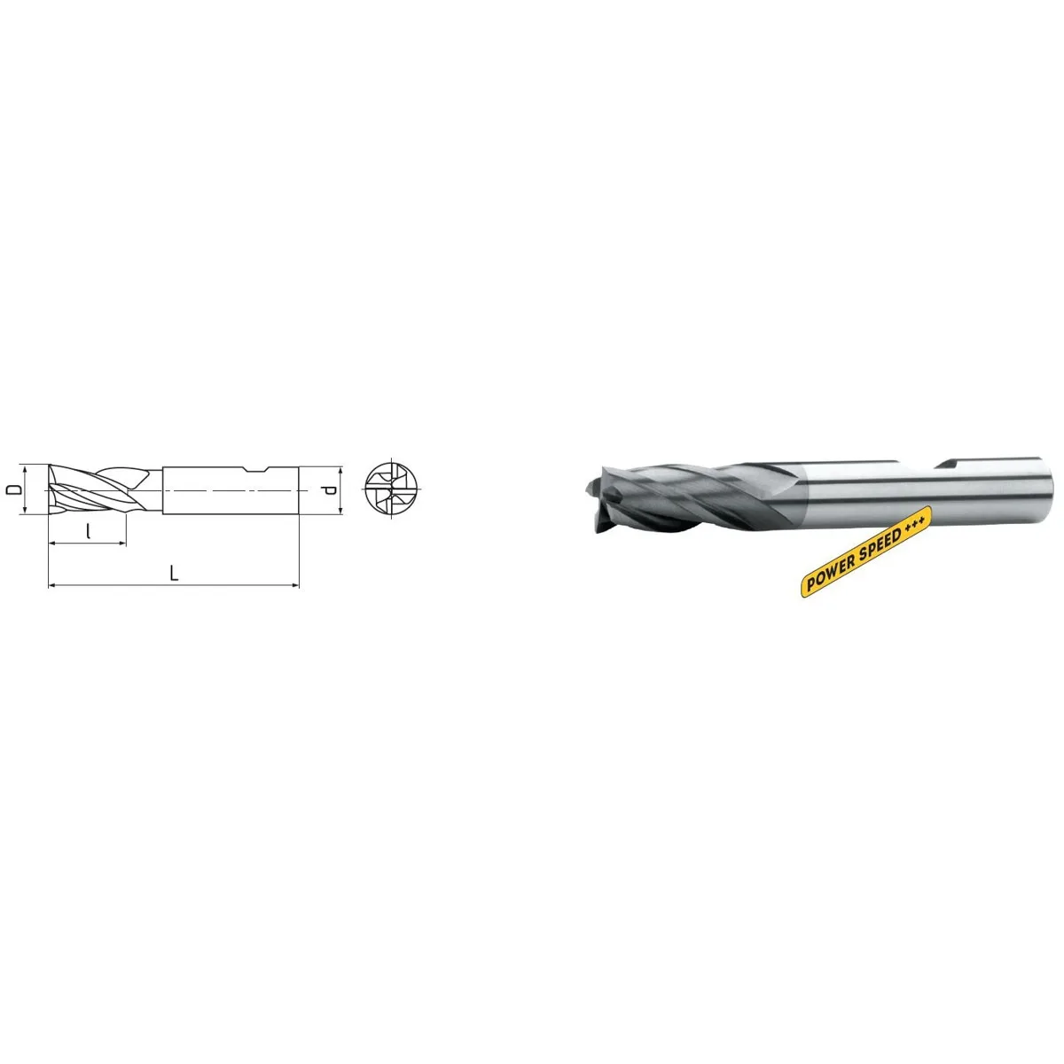 Schaftfräser DIN 6527L, AlTiN, 4 Zähne