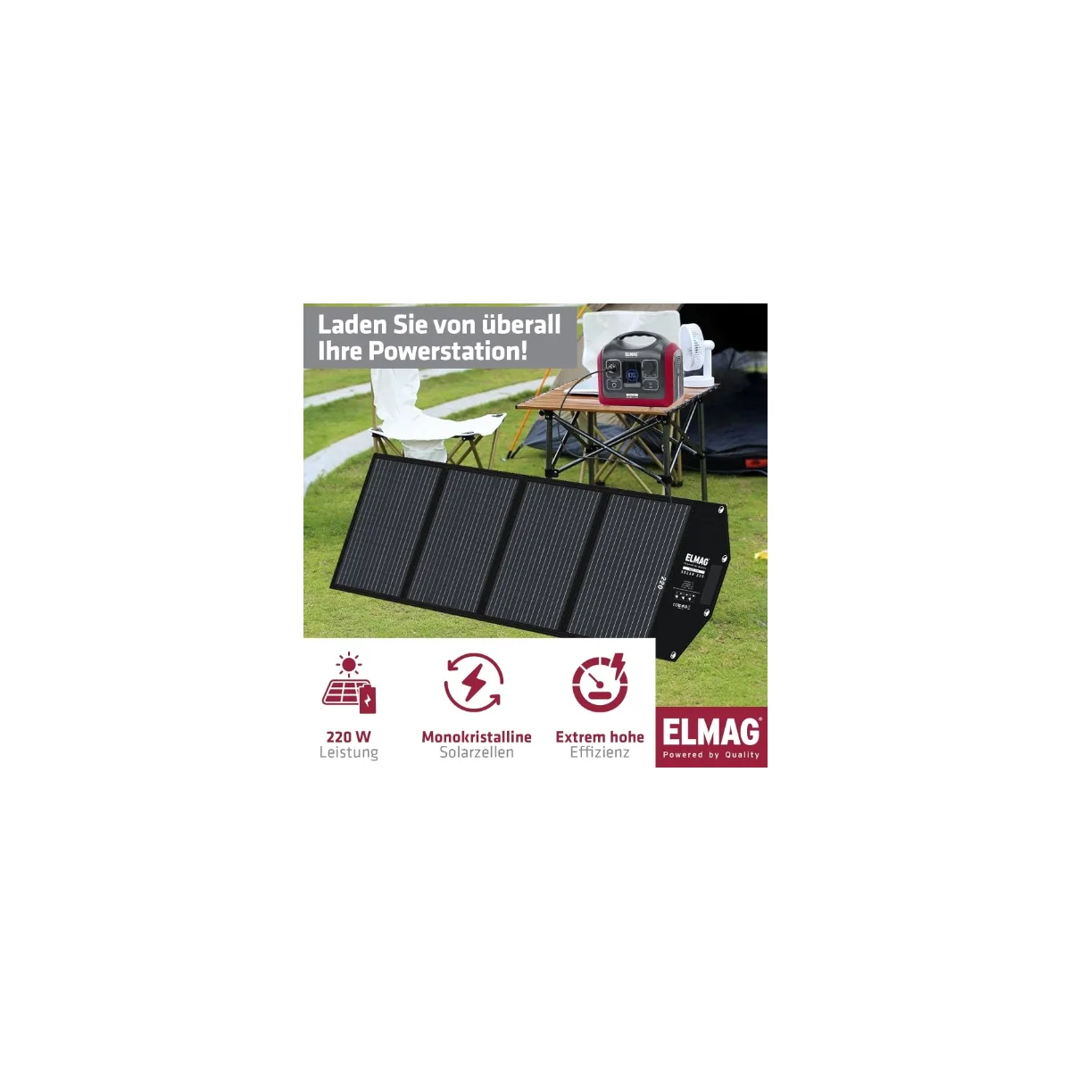 Faltbares Solarpanel SOLAR 220 – monokristallin