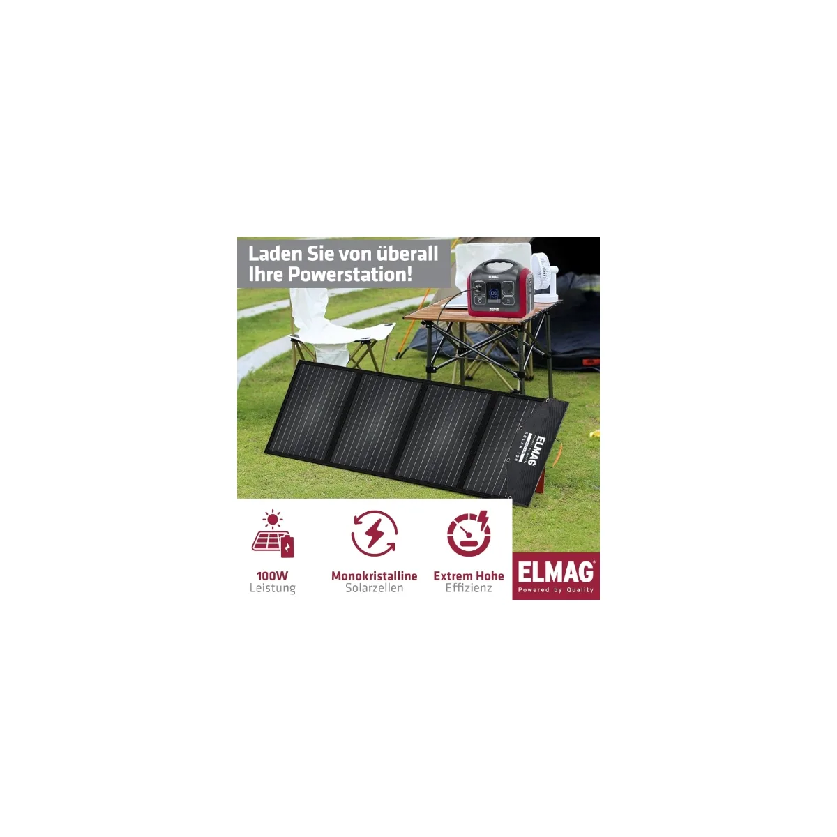 Faltbares Solarpanel SOLAR 100 – monokristallin