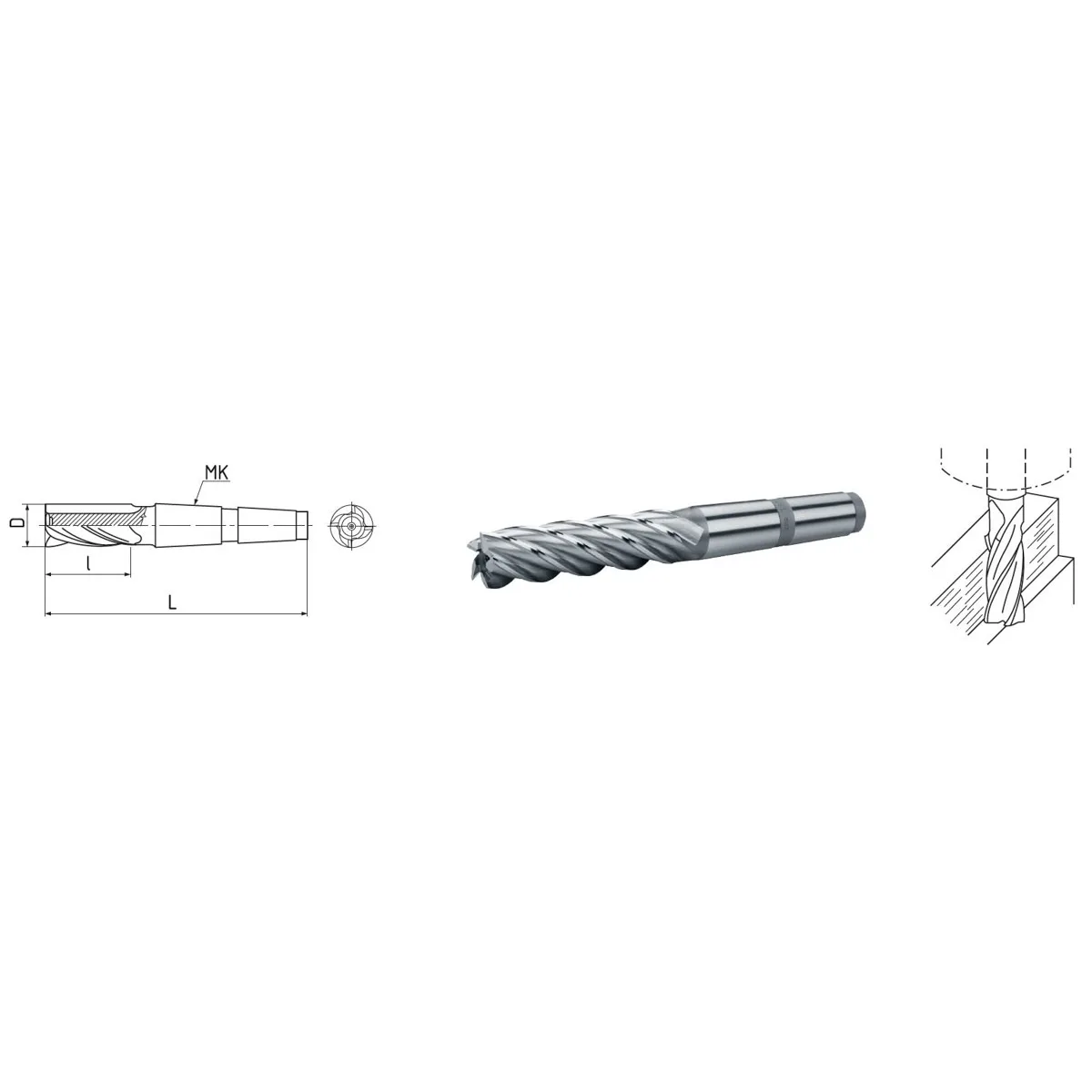 HSS Co5-Schaftfräser mit Morsekegel DIN 845